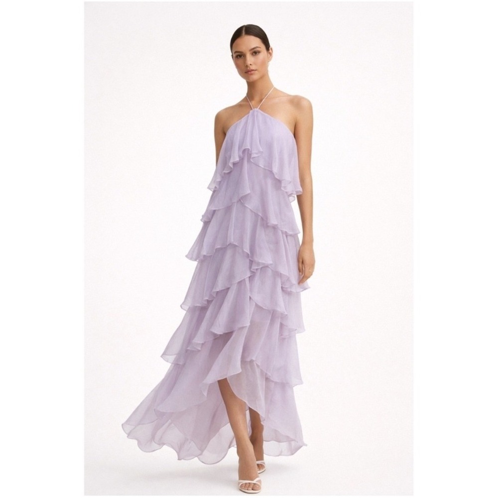 Billy J Soho Maxi Dress Womens 8 Lilac Purple New NWT Tiered Ruffle Halter